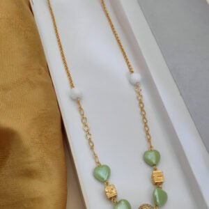Fancy moti mala with heart-shaped moti beads