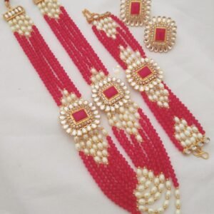 Red moti necklace for weddings and festive occasions